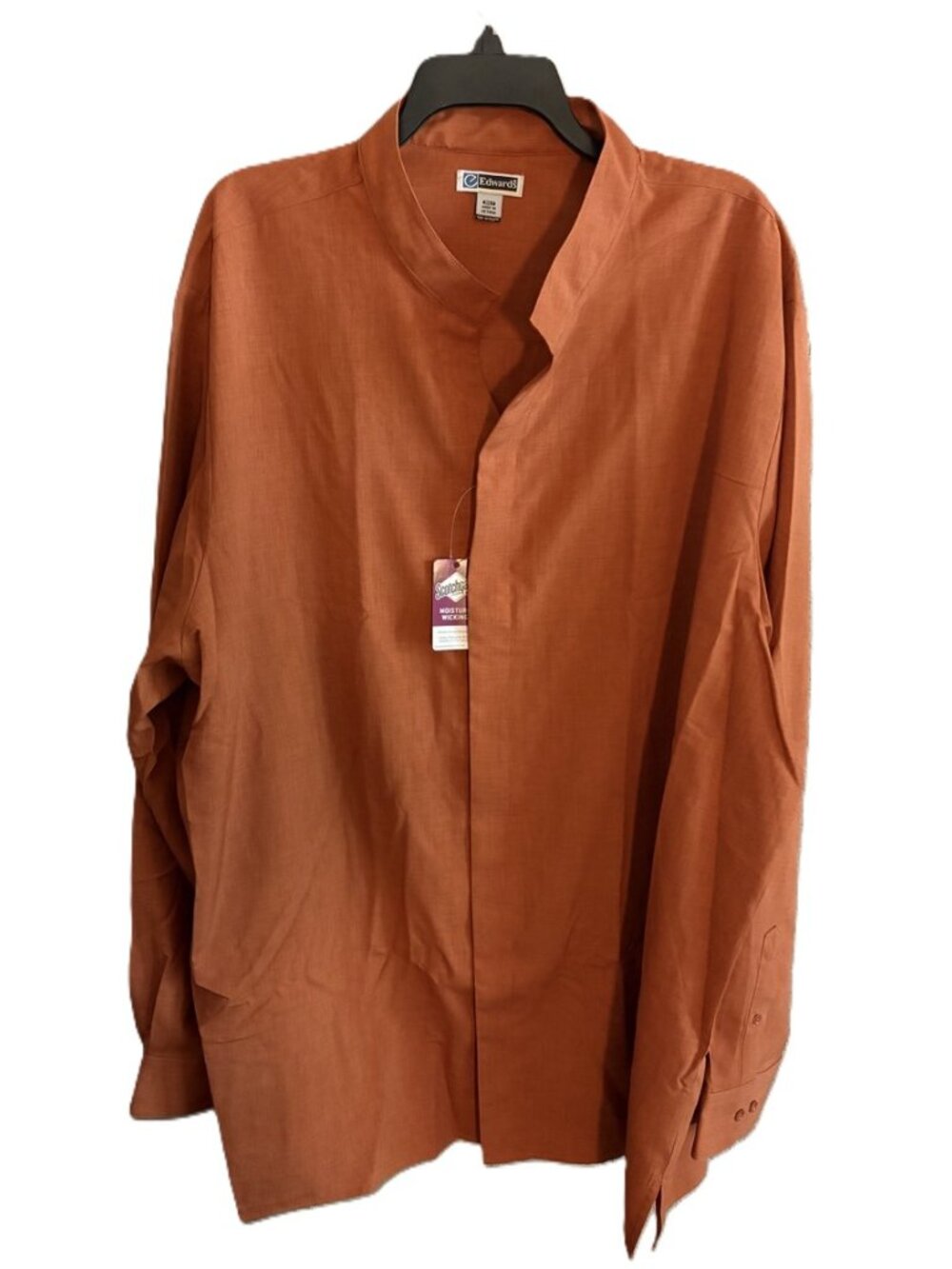 NWT Edwards Mens Stand-Up Collar Long Sleeve Shirt, Rust, Big and Tall 3XL T